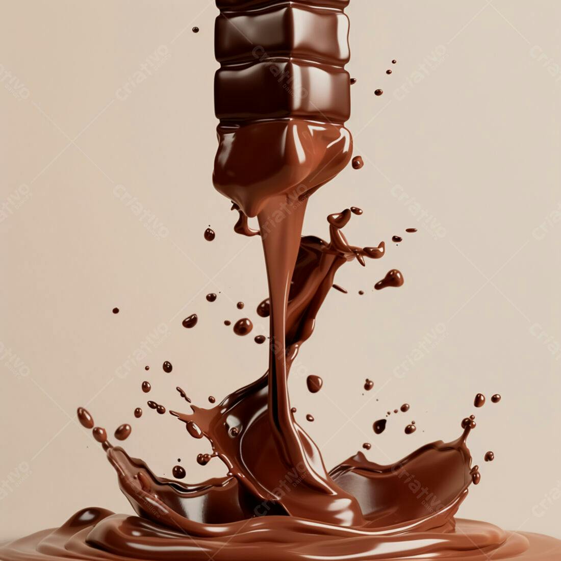 Chocolate derretendo em textura cremosa