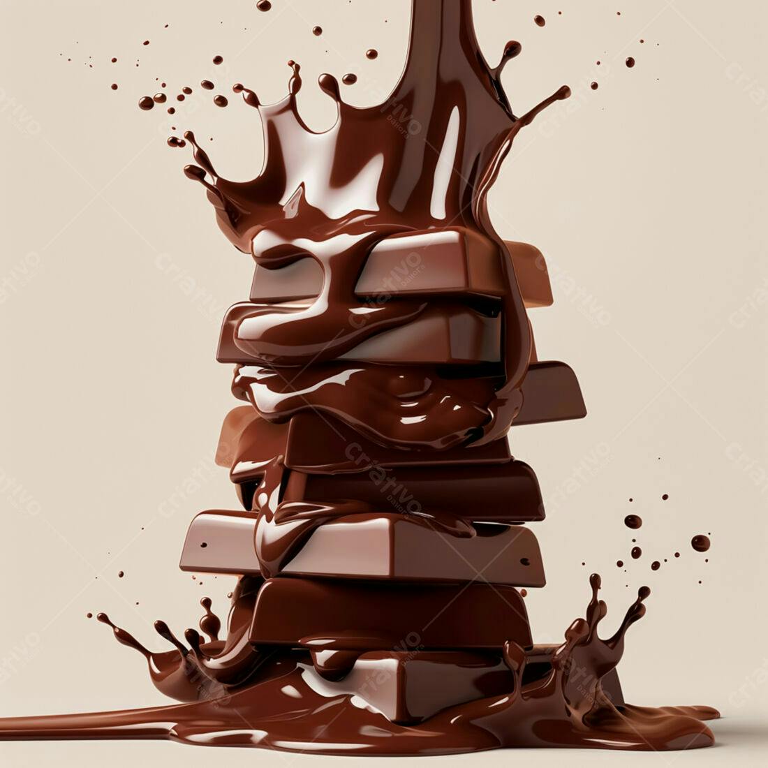 Barras de chocolate derretendo em calda