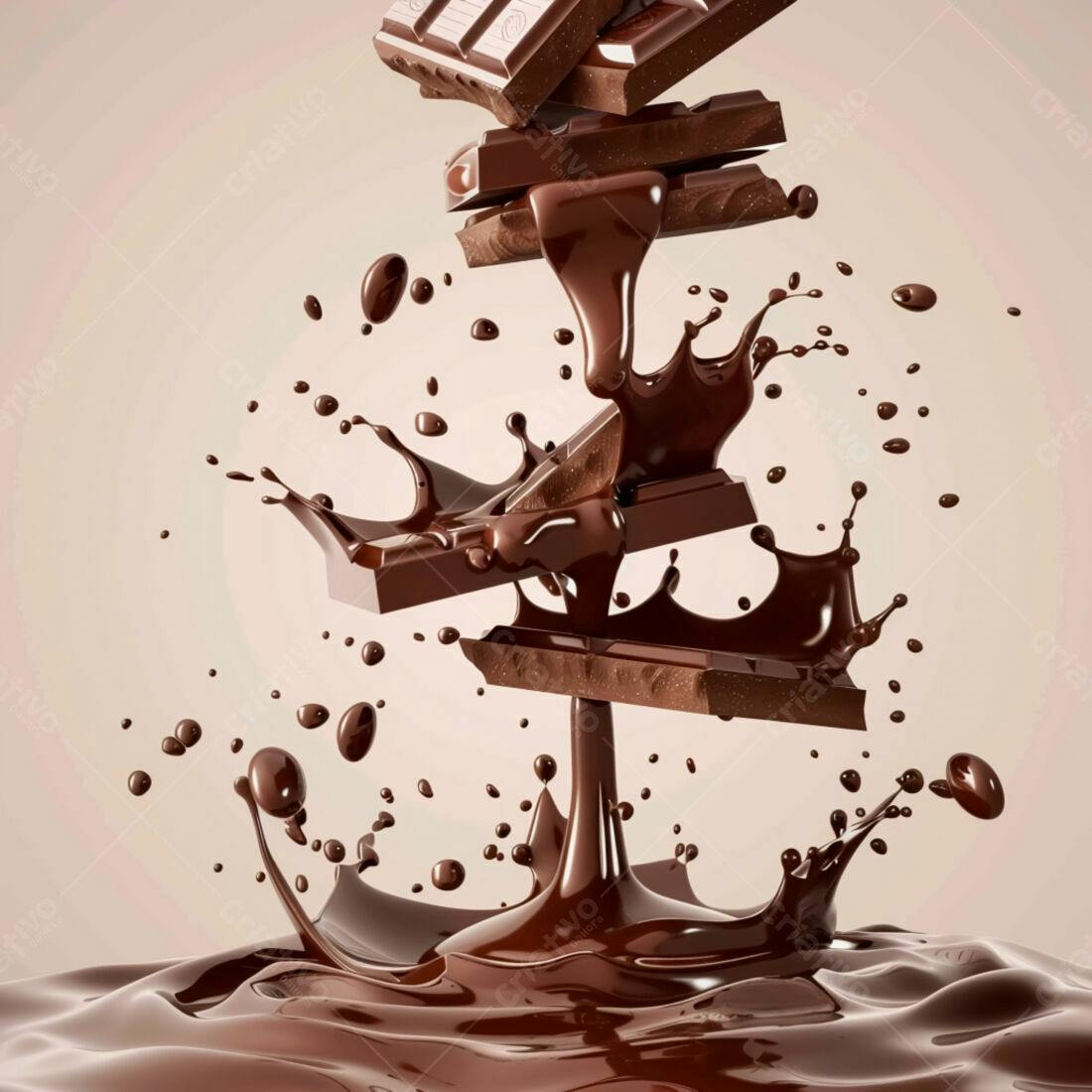 Barra de Chocolate Derretendo em Gotas