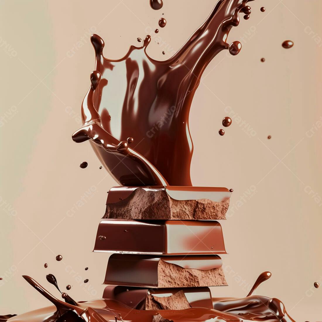 Chocolate derretendo em barras escuras