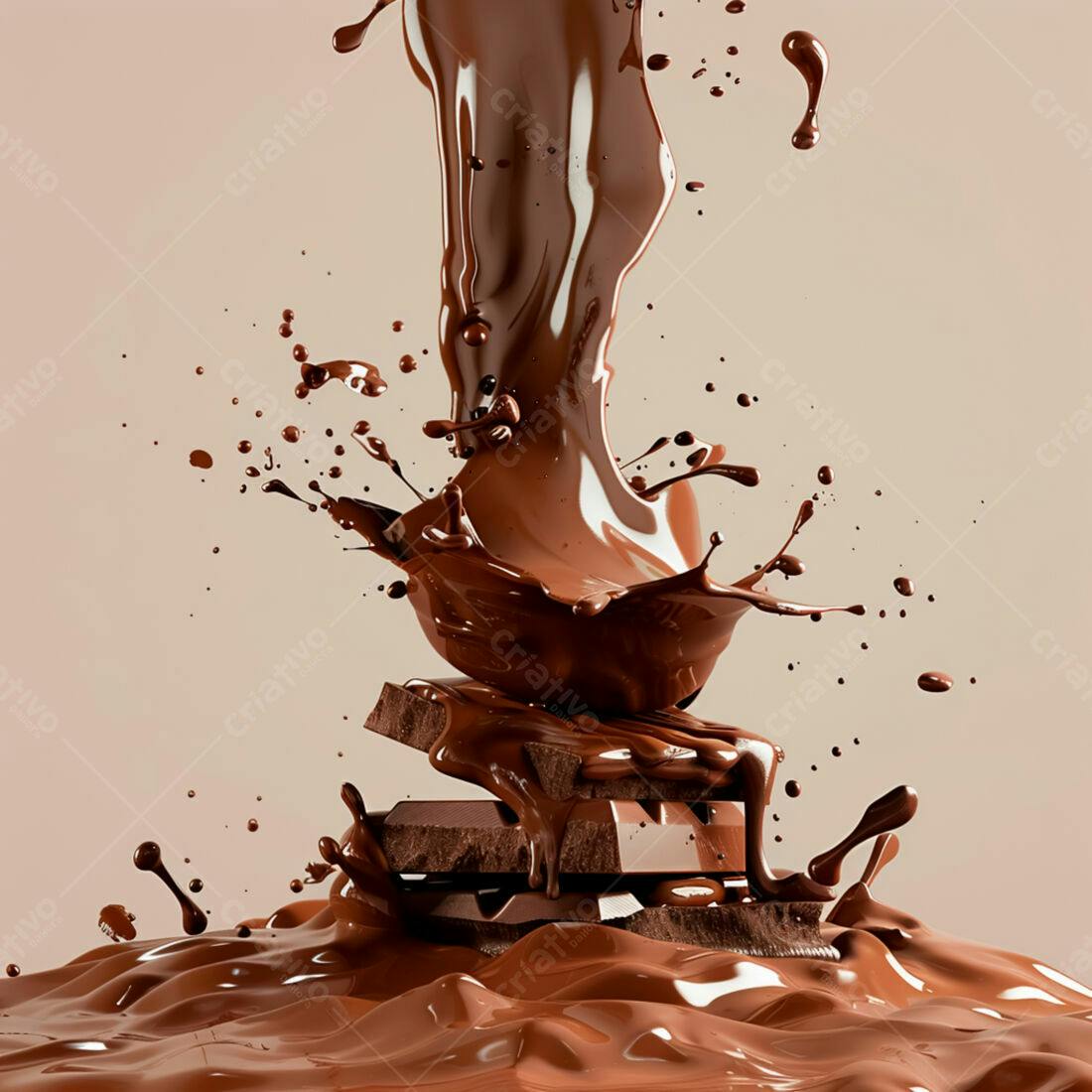 Chocolate derretendo sobre barras de chocolate