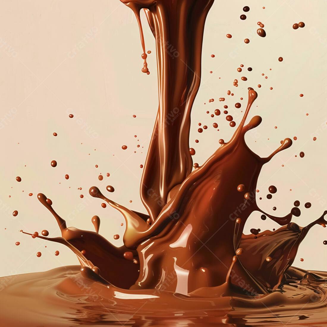 Chocolate derretendo em splash marrons