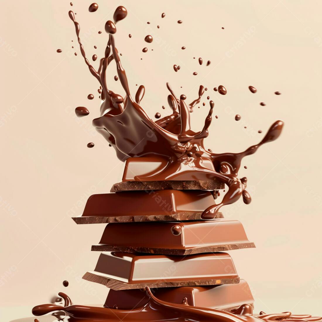 Barras de chocolate com calda derretida