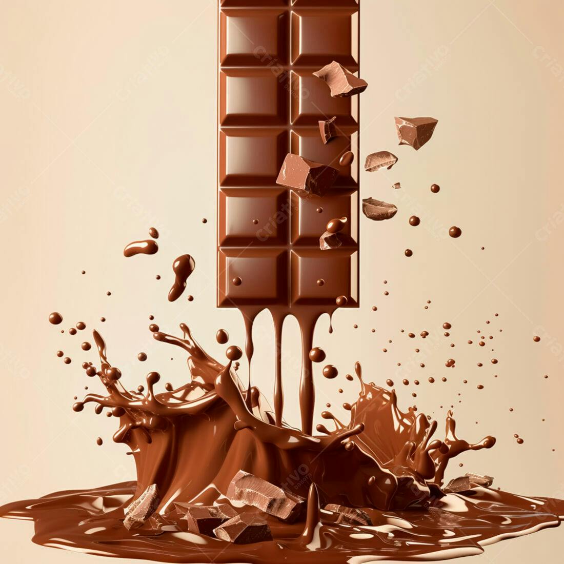 Barra de Chocolate Derretendo com Salpicos
