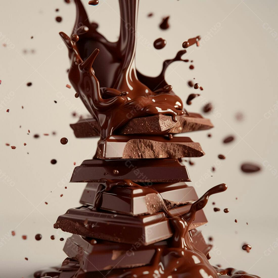 Chocolate derretendo sobre barras de chocolate