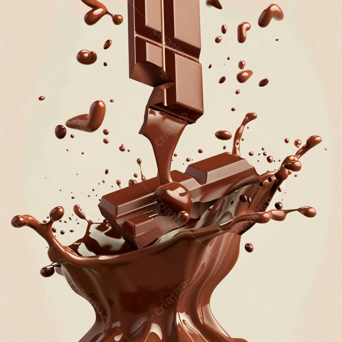 Chocolate derretendo em splash marrom