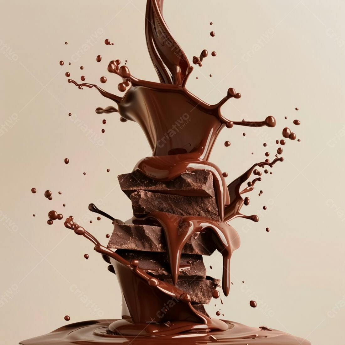 Chocolate derretendo sobre barras de chocolate