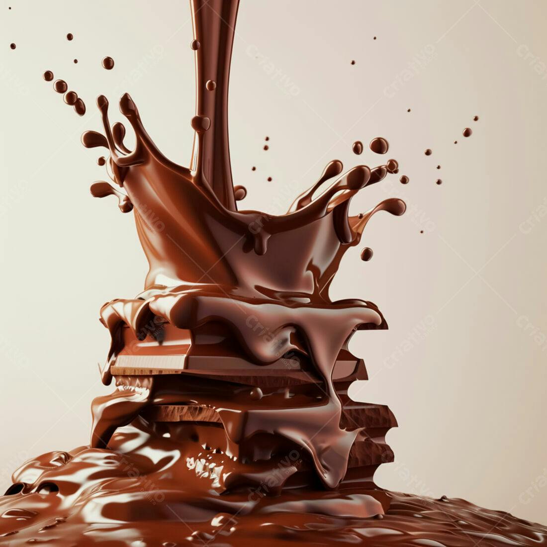 Chocolate derretendo sobre barras de chocolate