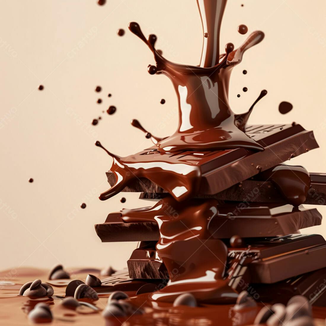 Chocolate derretendo sobre barras