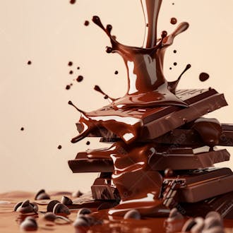 Barra de chocolate com chocolate derretido 40