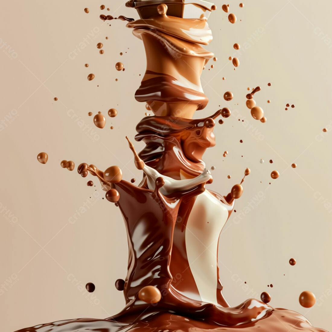 Explosão de chocolate cremoso em tons marrons