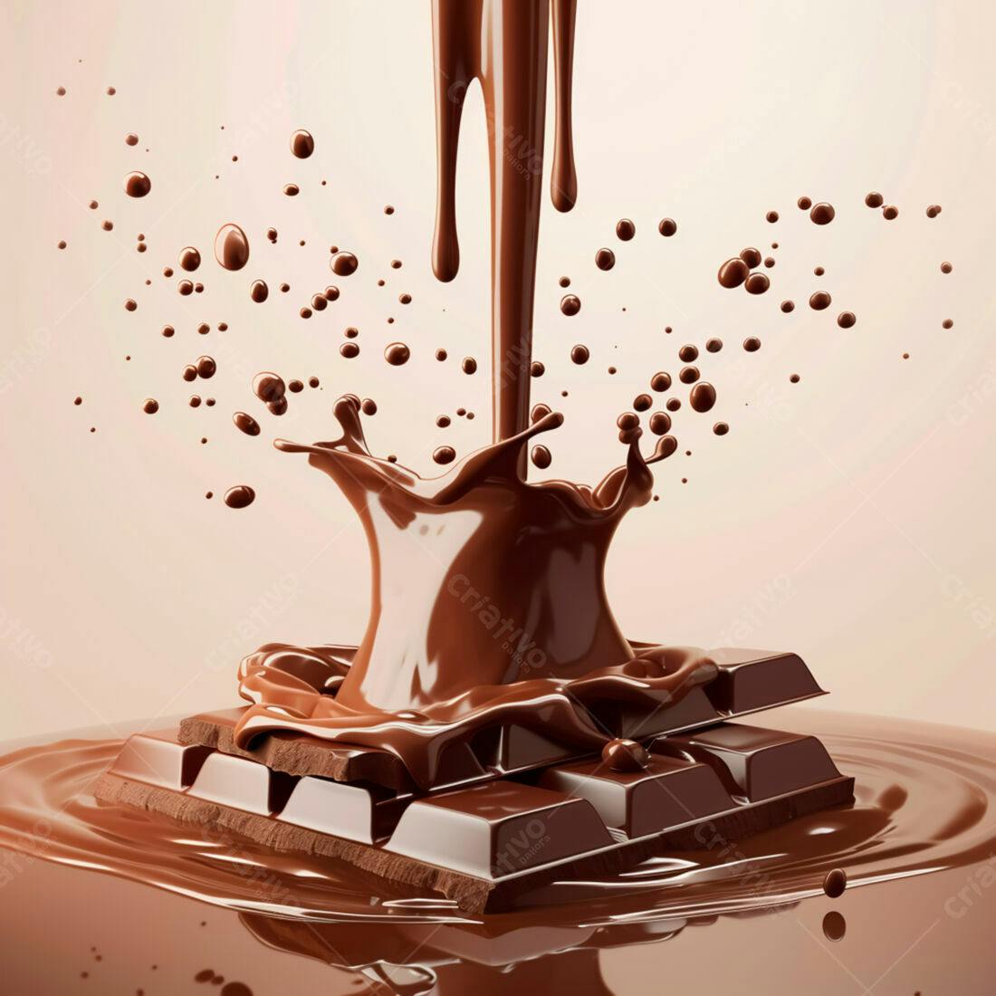 Chocolate derretendo sobre barra de chocolate