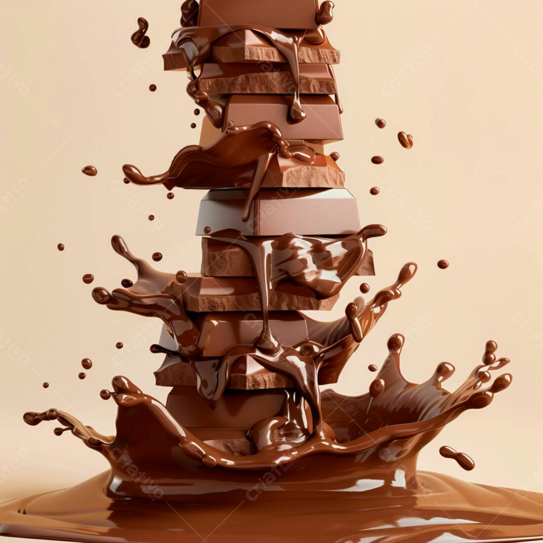 Barra de Chocolate Derretendo em Splash