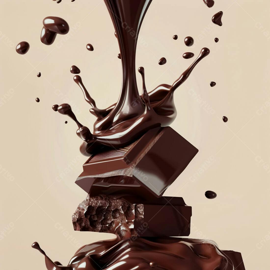 Chocolate derretendo em barras de chocolate