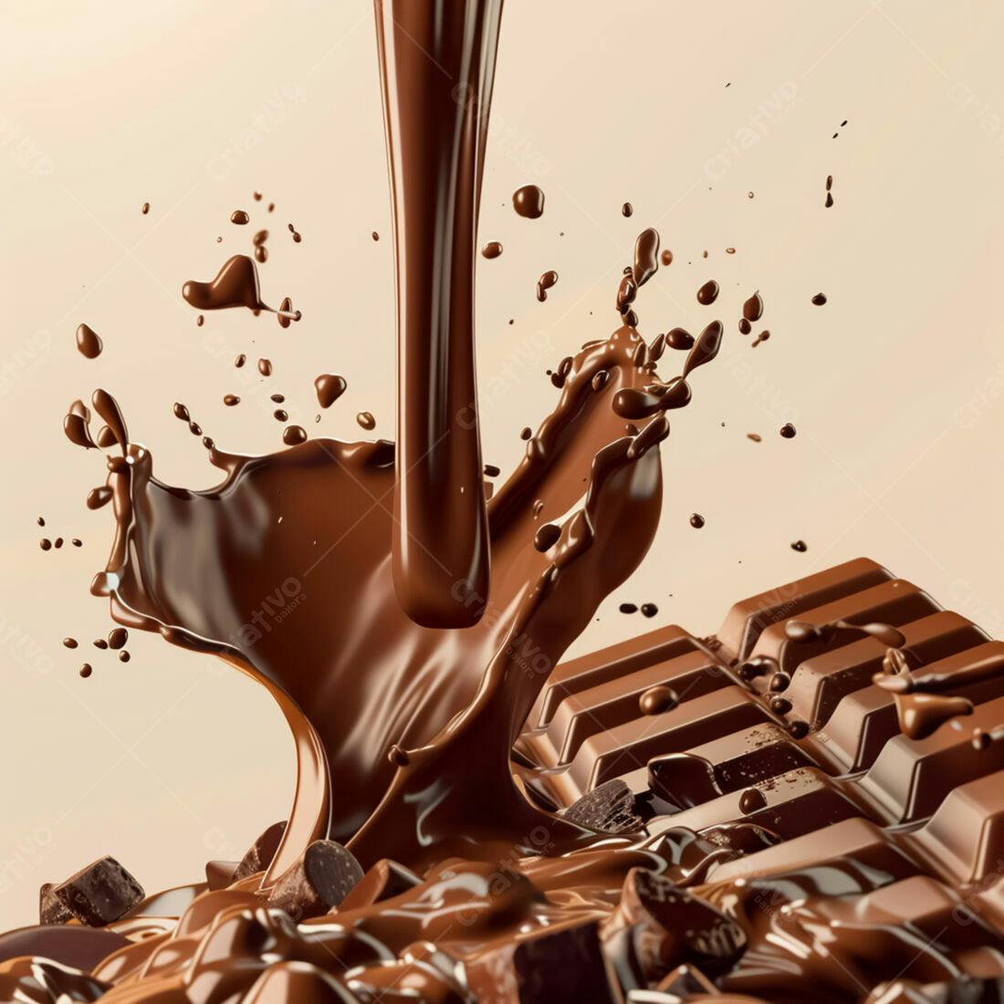 Chocolate derretendo sobre barra de chocolate