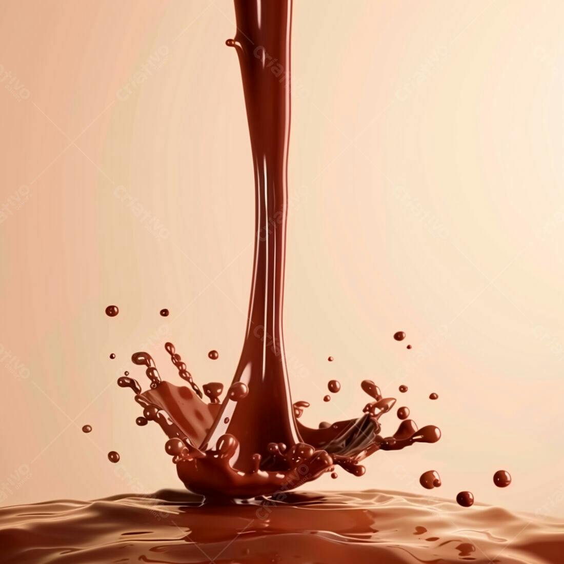 Chocolate derretendo em fundo bege