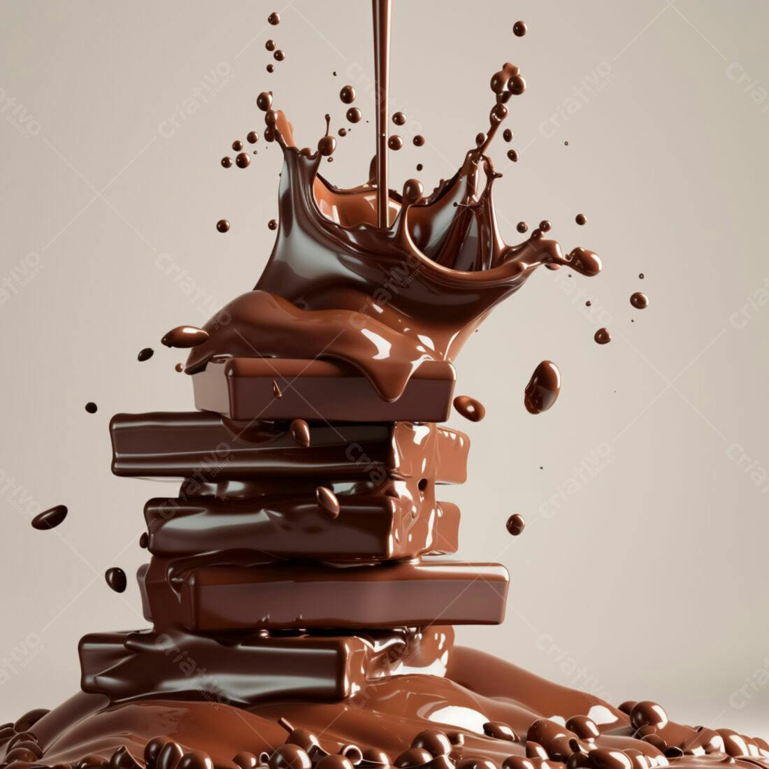 Chocolate derretendo sobre barras de chocolate
