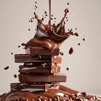 Barra de chocolate com chocolate derretido 50