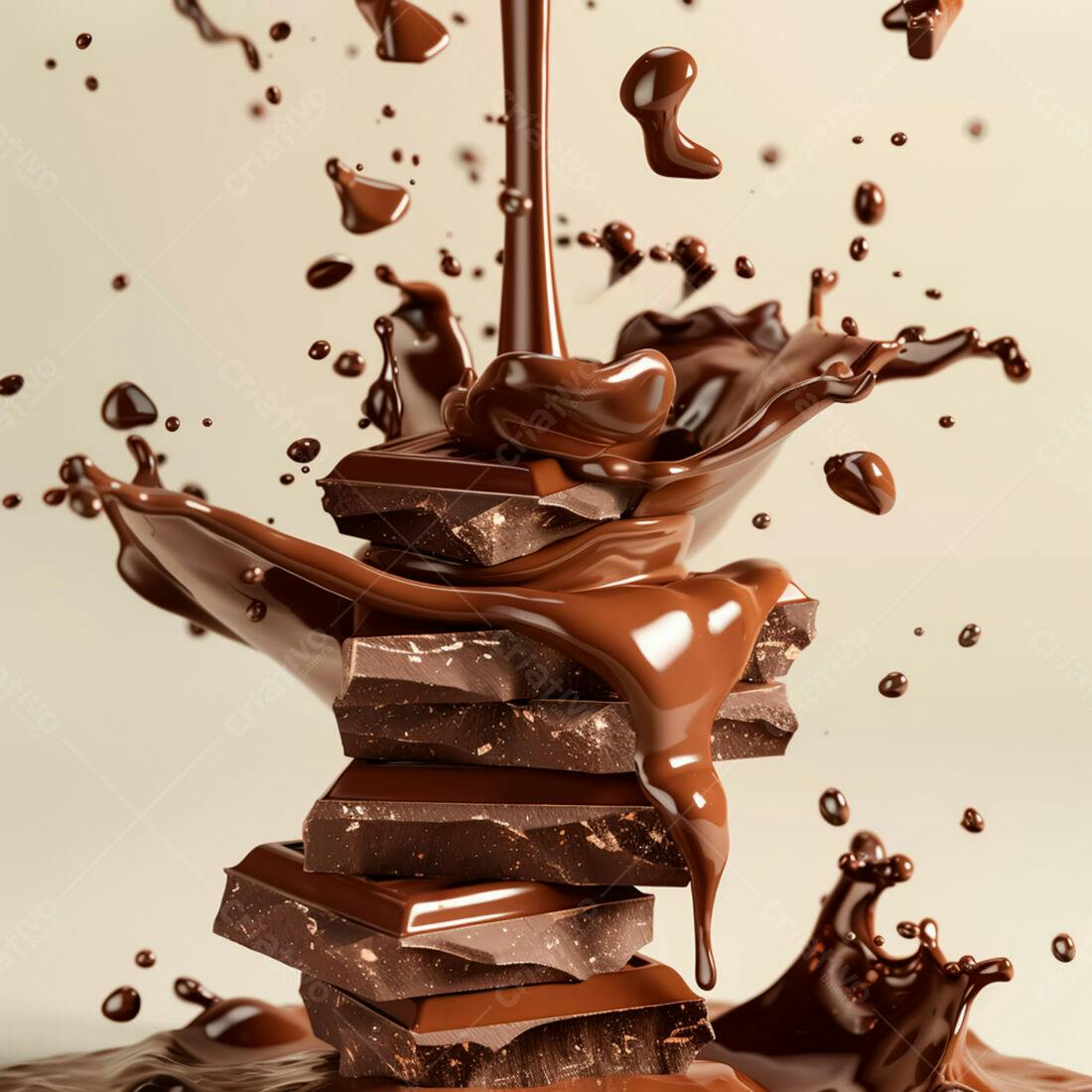 Chocolate derretendo sobre barras de chocolate