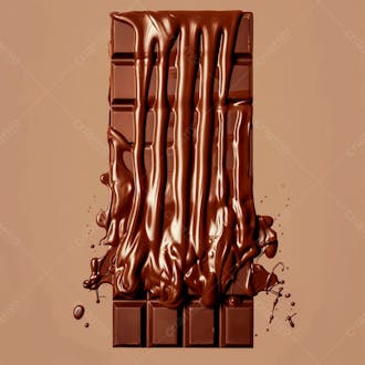 Barra de chocolate com camadas grossas de chocolate derretido 3