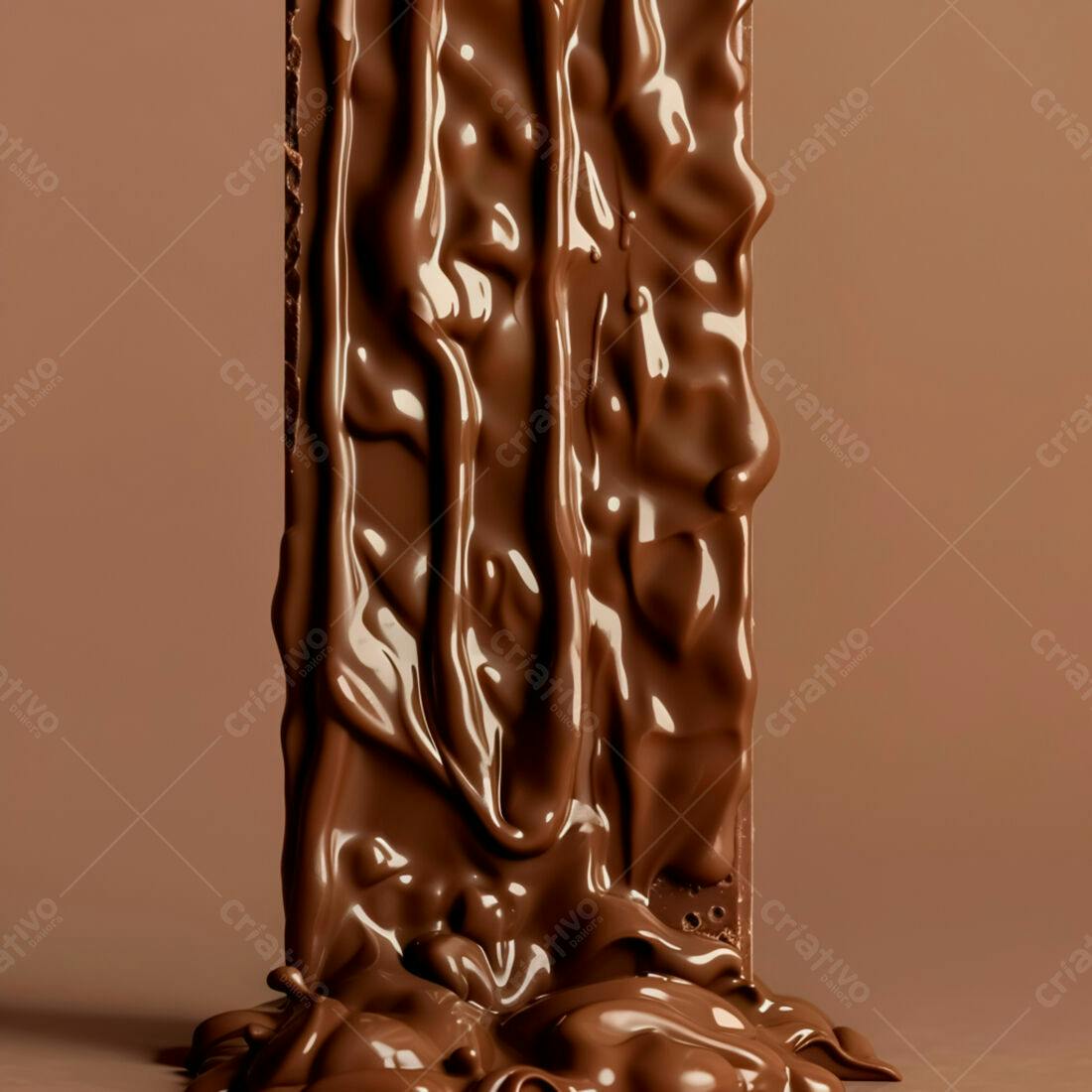 Barra de chocolate derretido textura rica