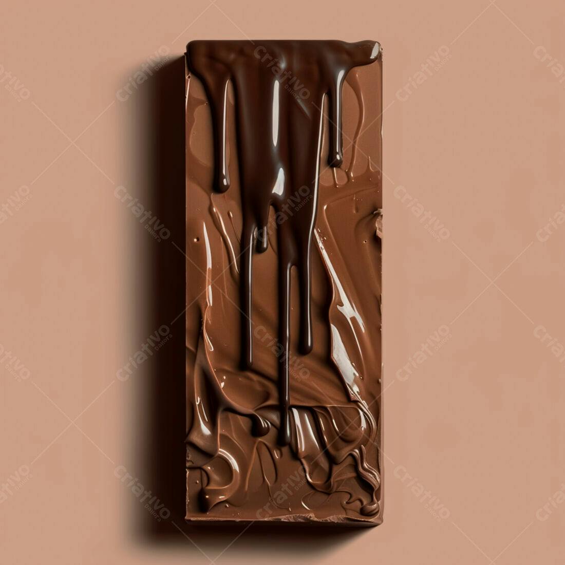 Barra de chocolate derretido com gotas