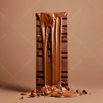 Barra de chocolate com camadas grossas de chocolate derretido 9