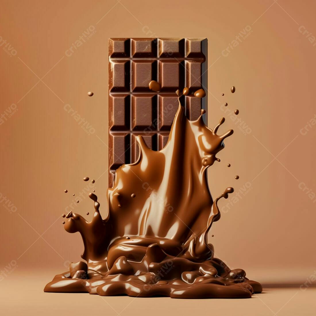 Barra de chocolate derretido com respingos