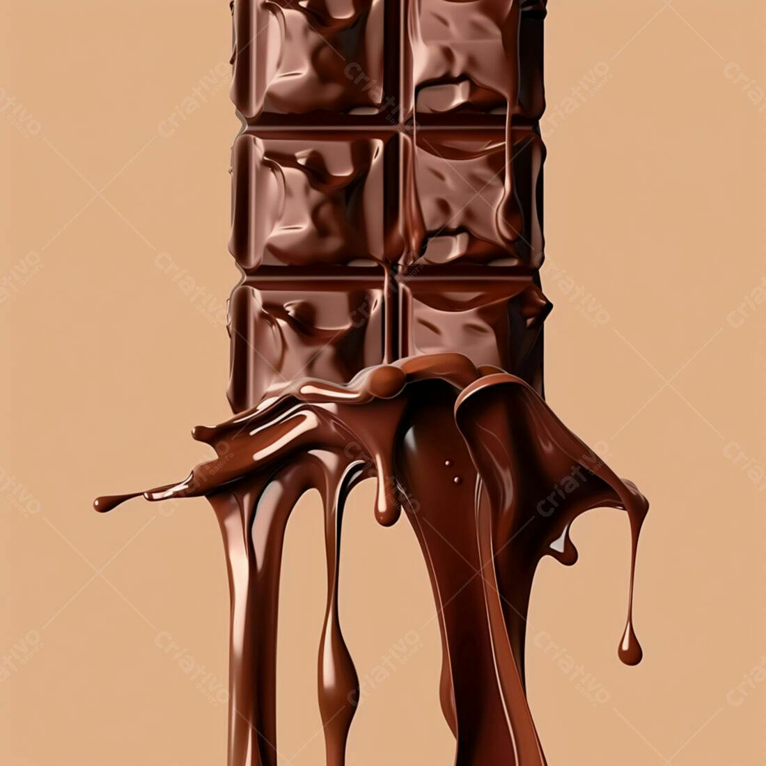 Barra de chocolate derretendo com gotas