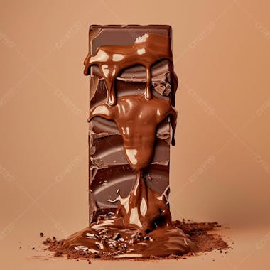 Barra de chocolate com camadas grossas de chocolate derretido 16