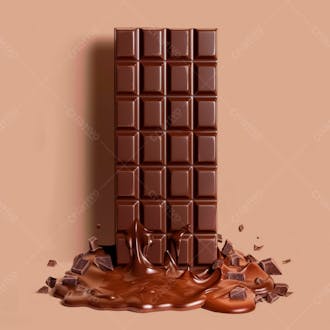 Barra de chocolate com camadas grossas de chocolate derretido 19