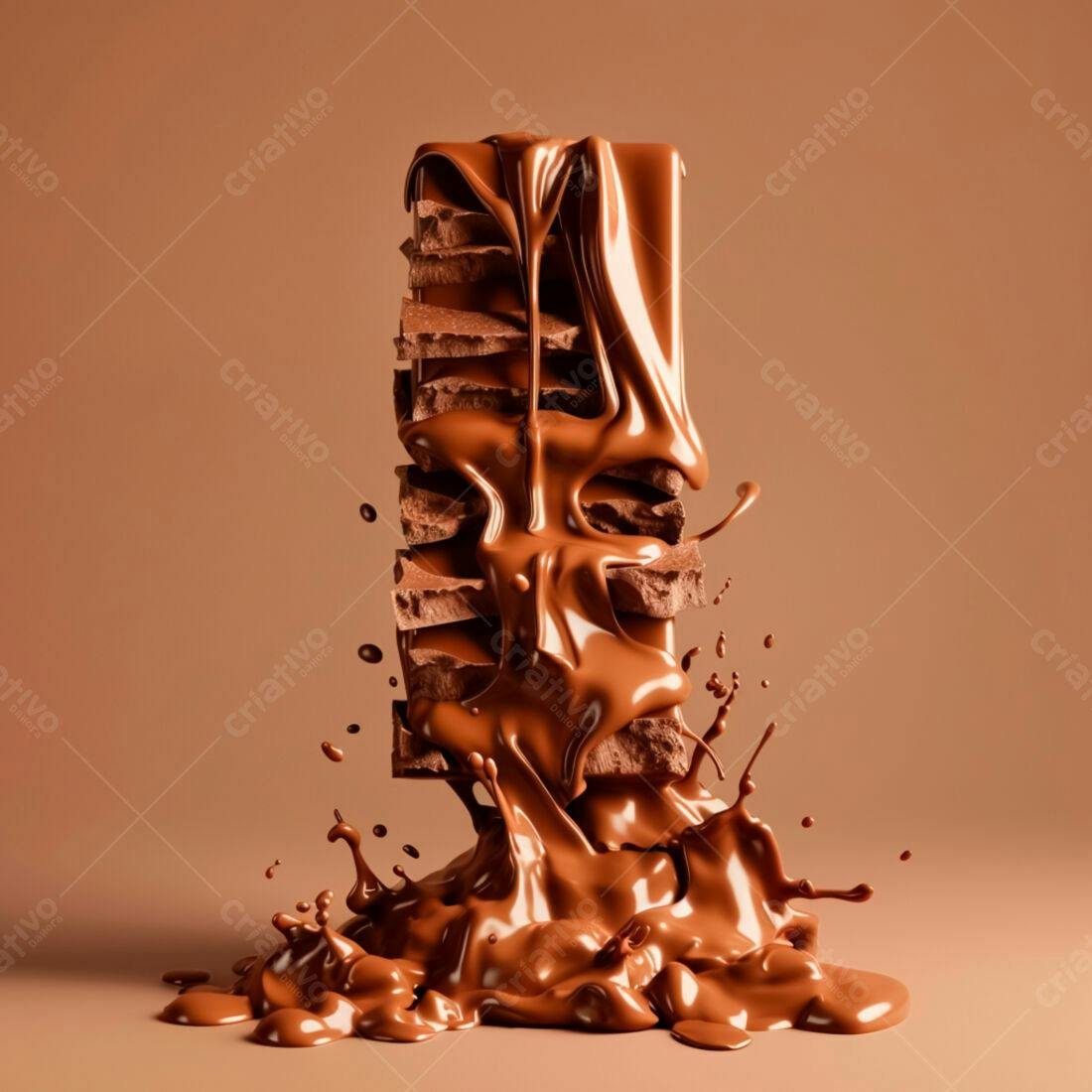 Chocolate derretendo sobre barra quebrada