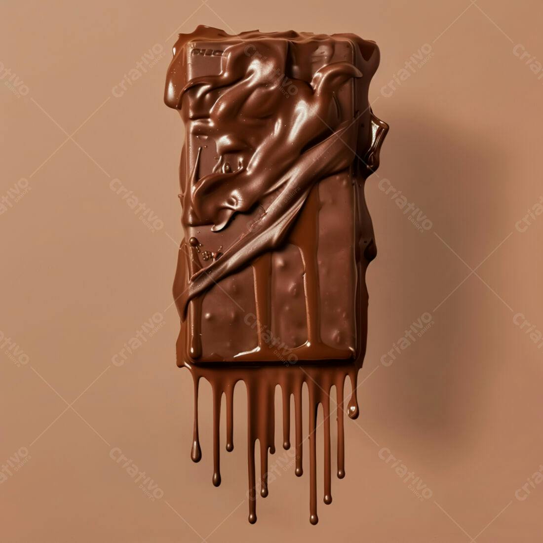 Barra de chocolate derretendo marrom