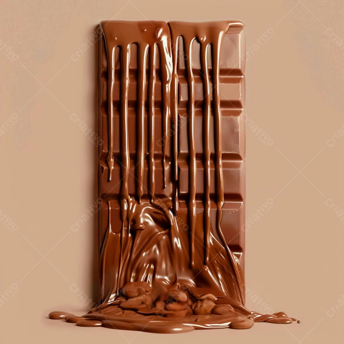 Barra de chocolate derretido com castanhas