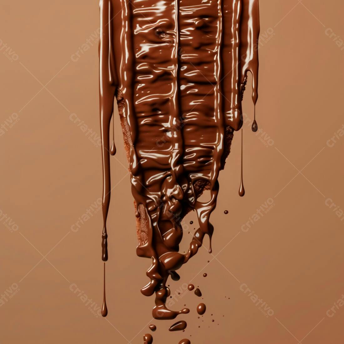 Chocolate derretendo sobre fundo marrom