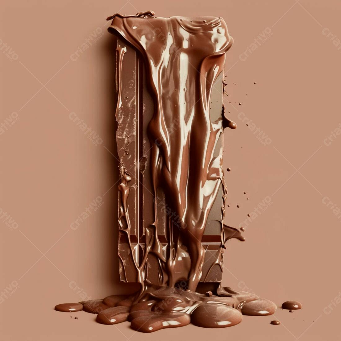 Barra de chocolate derretendo sobre fundo marrom