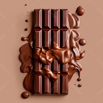 Barra de chocolate com camadas grossas de chocolate derretido 43