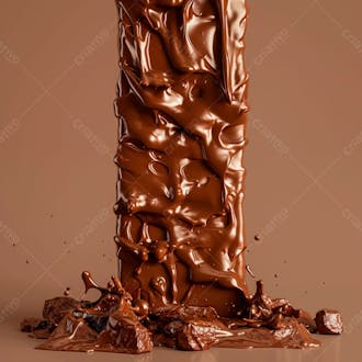 Barra de chocolate com camadas grossas de chocolate derretido 46