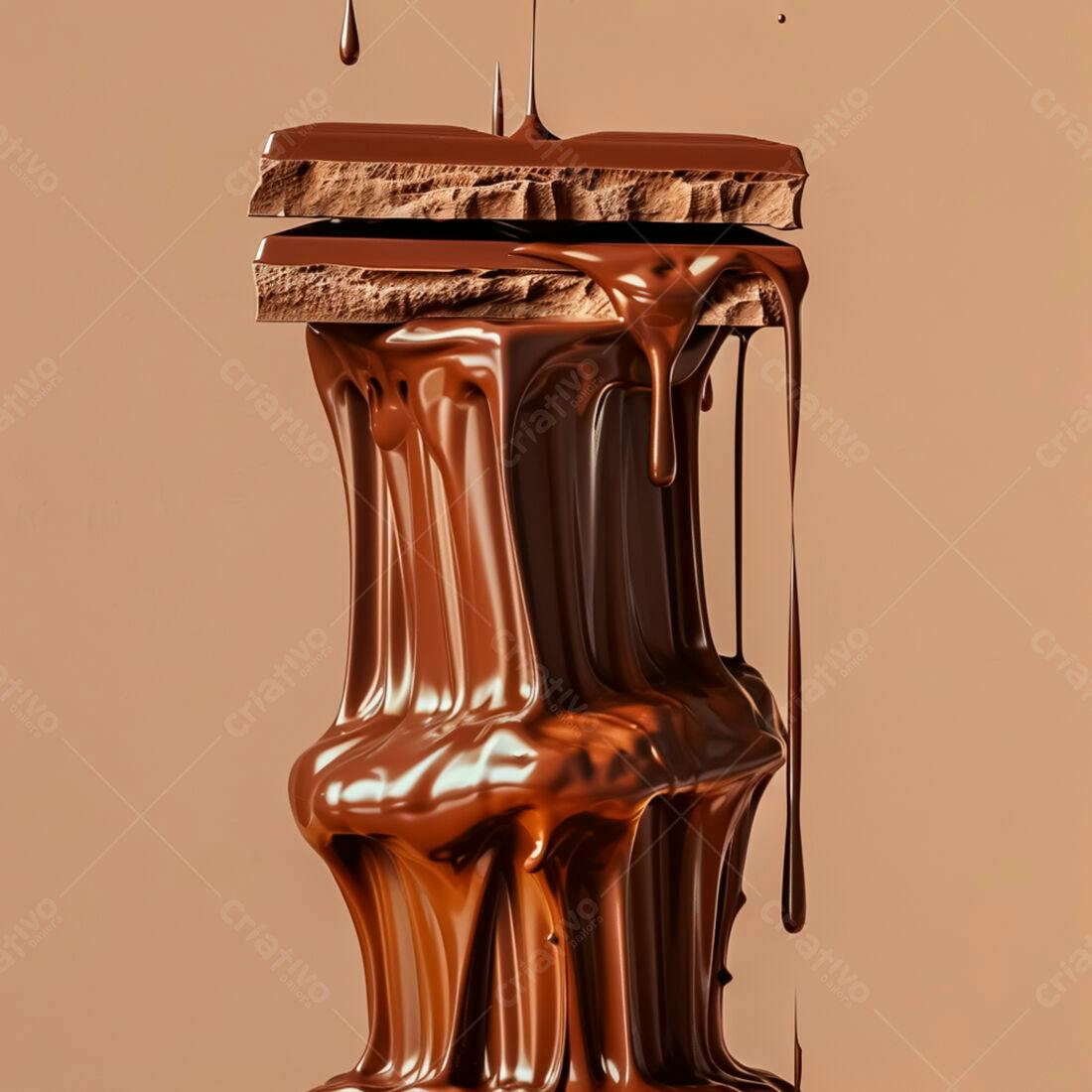 Barra de chocolate derretendo textura rica