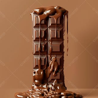 Barra de chocolate com camadas grossas de chocolate derretido 51