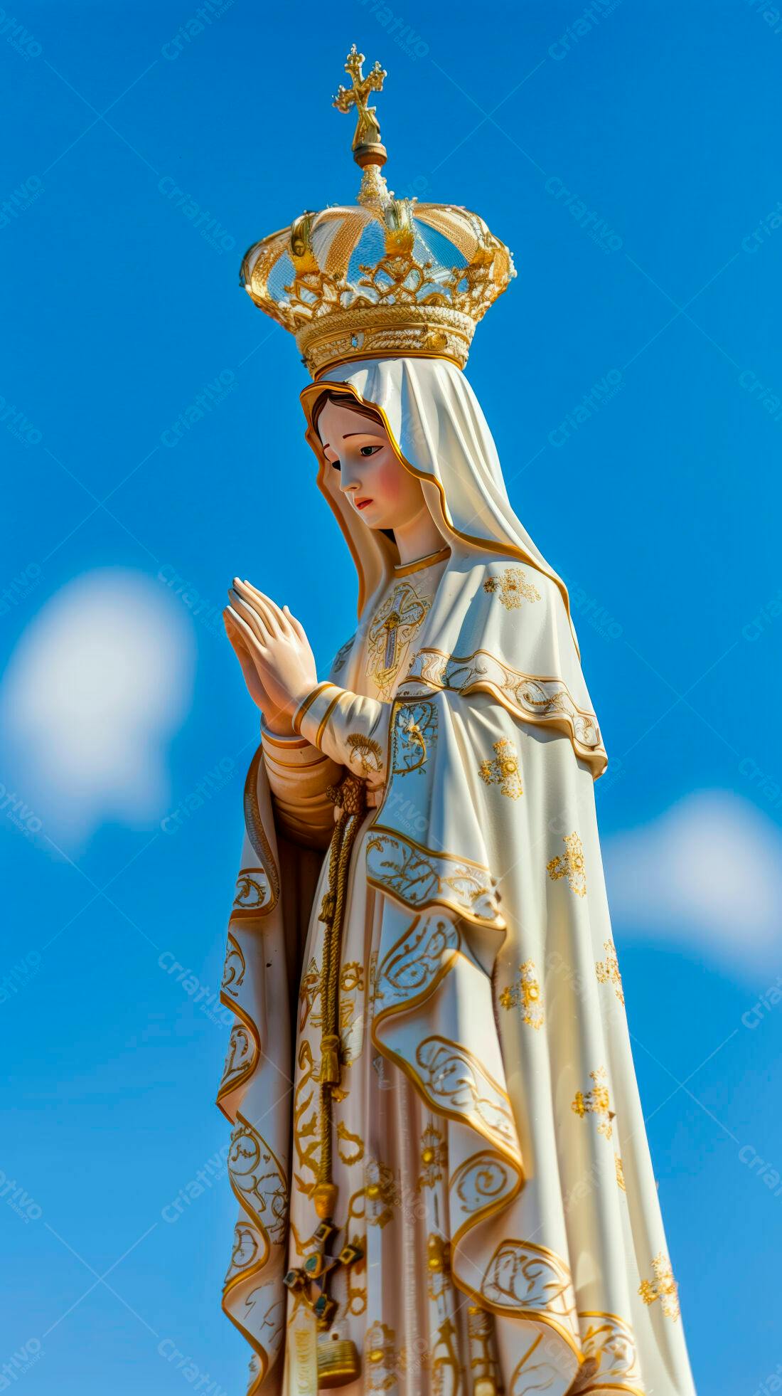 Estátua de Nossa Senhora de Fátima céu azul