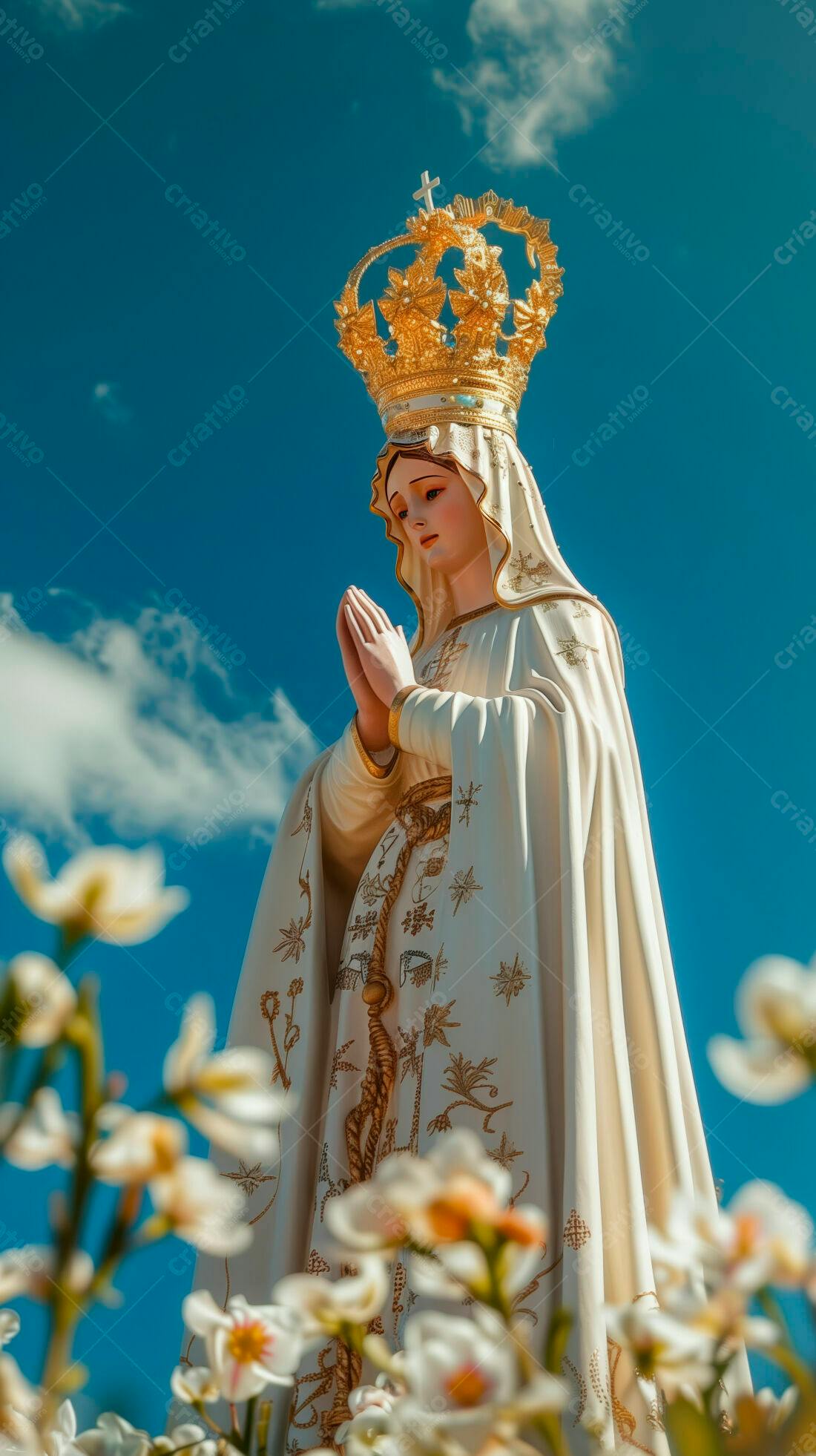 Estátua de Nossa Senhora com coroa dourada