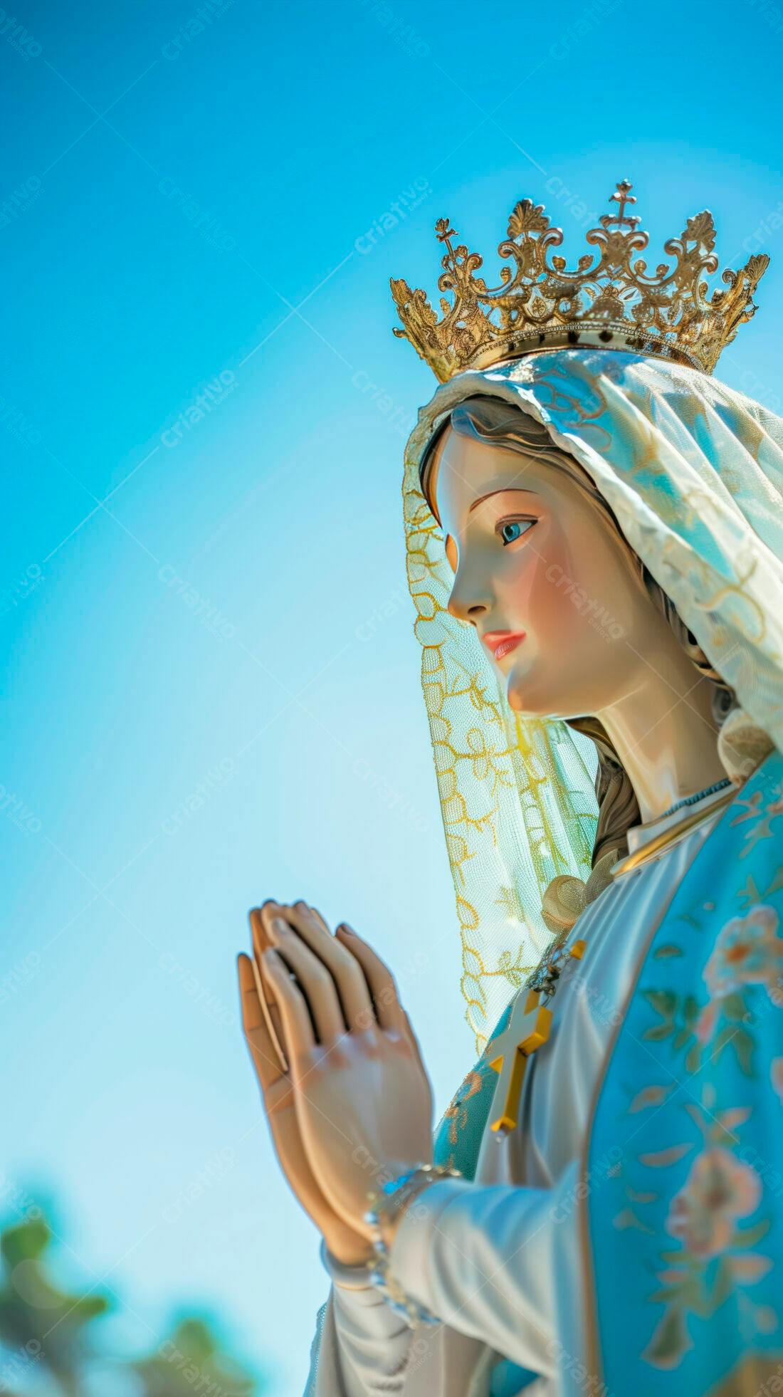 Estátua de Nossa Senhora orando ao céu