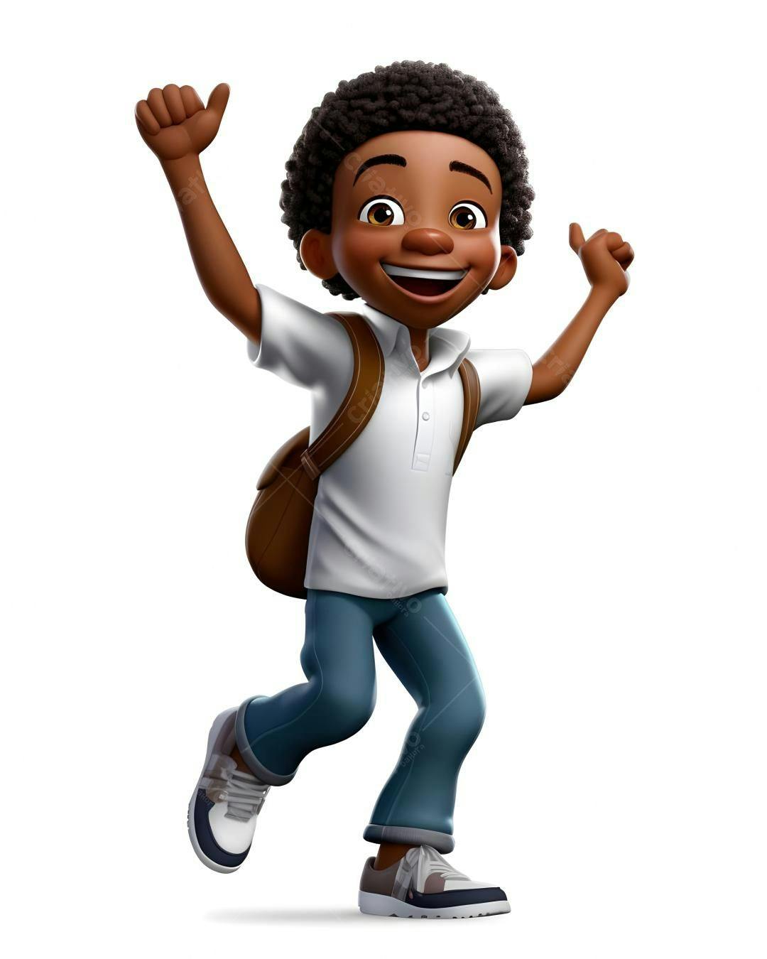 Menino animado alegre com mochila