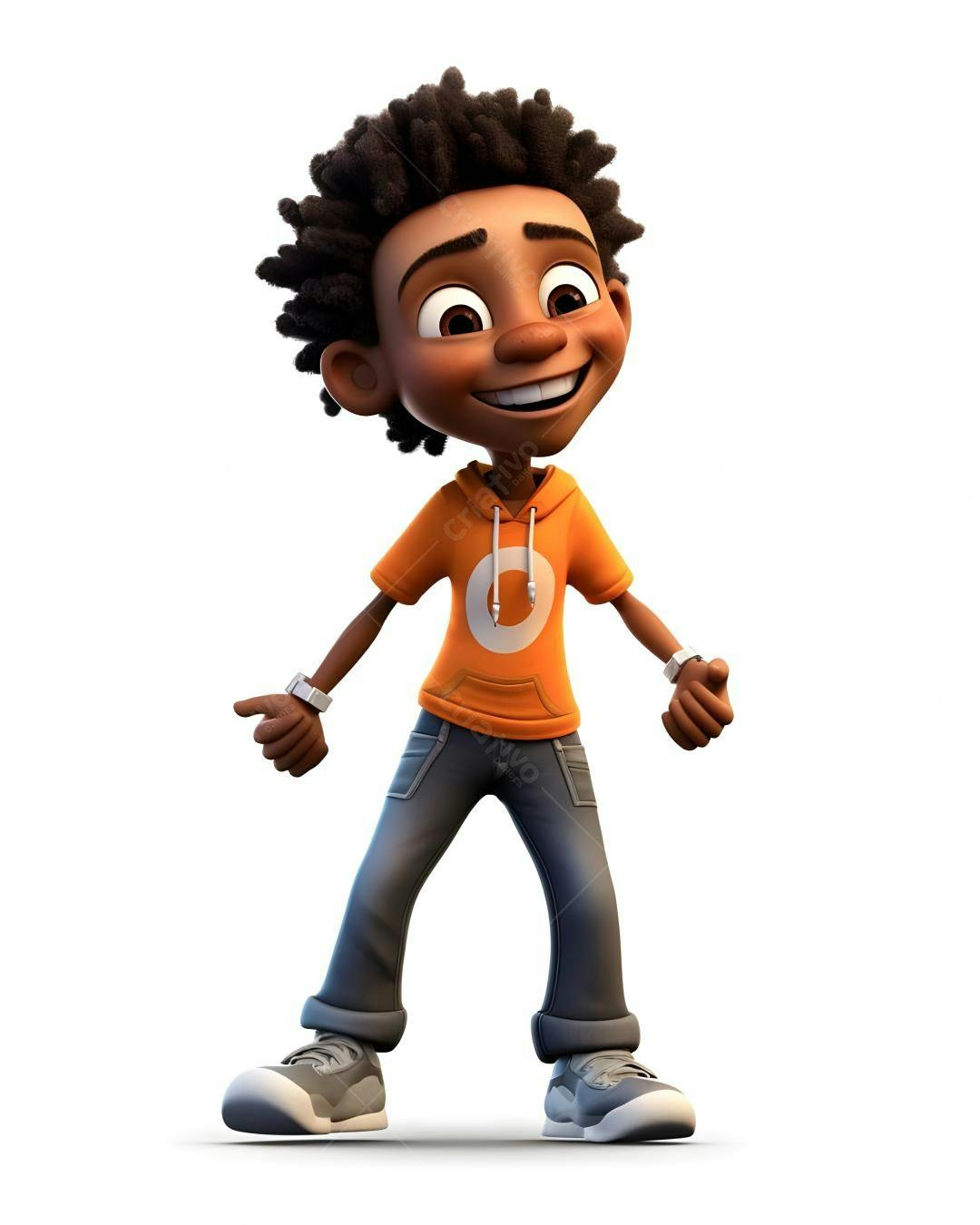 Menino animado alegre roupa laranja