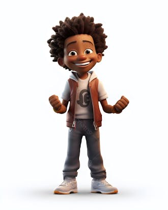 Personagem animado em 3d de menino negro