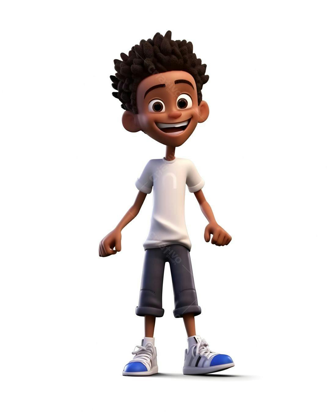 Menino negro alegre modelo 3D