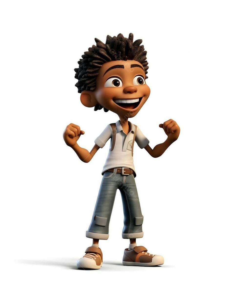  Personagem negro Animado Em 3D De Um Garotinho