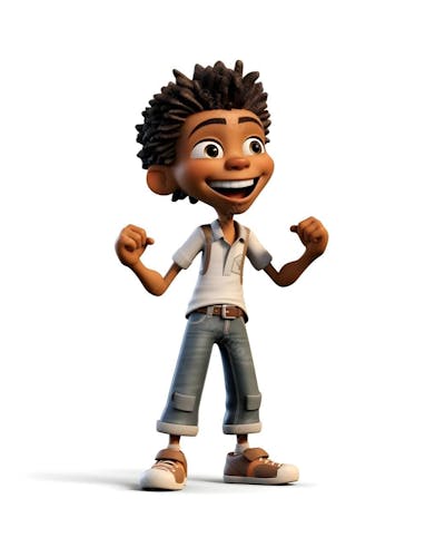  Personagem negro Animado Em 3D De Um Garotinho