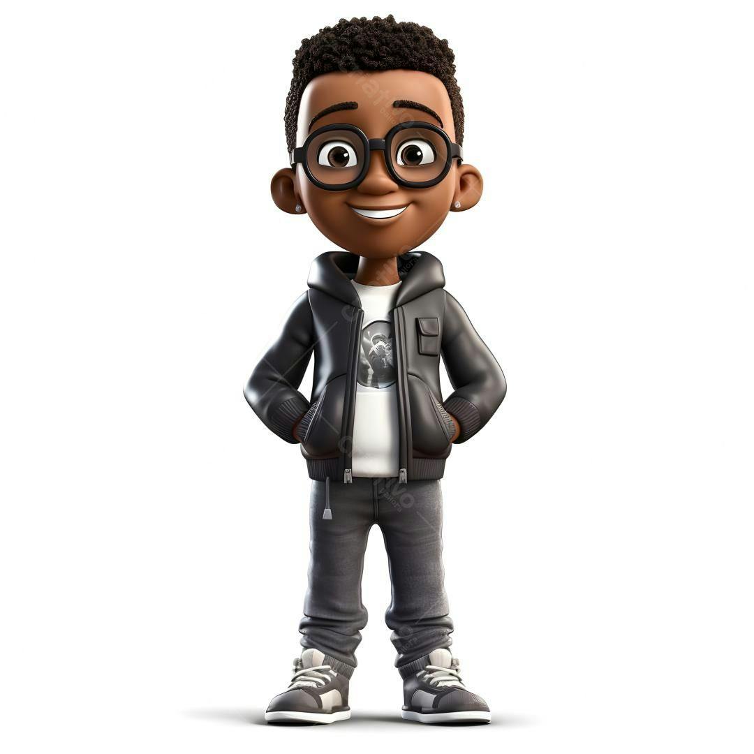 Menino negro estiloso com óculos
